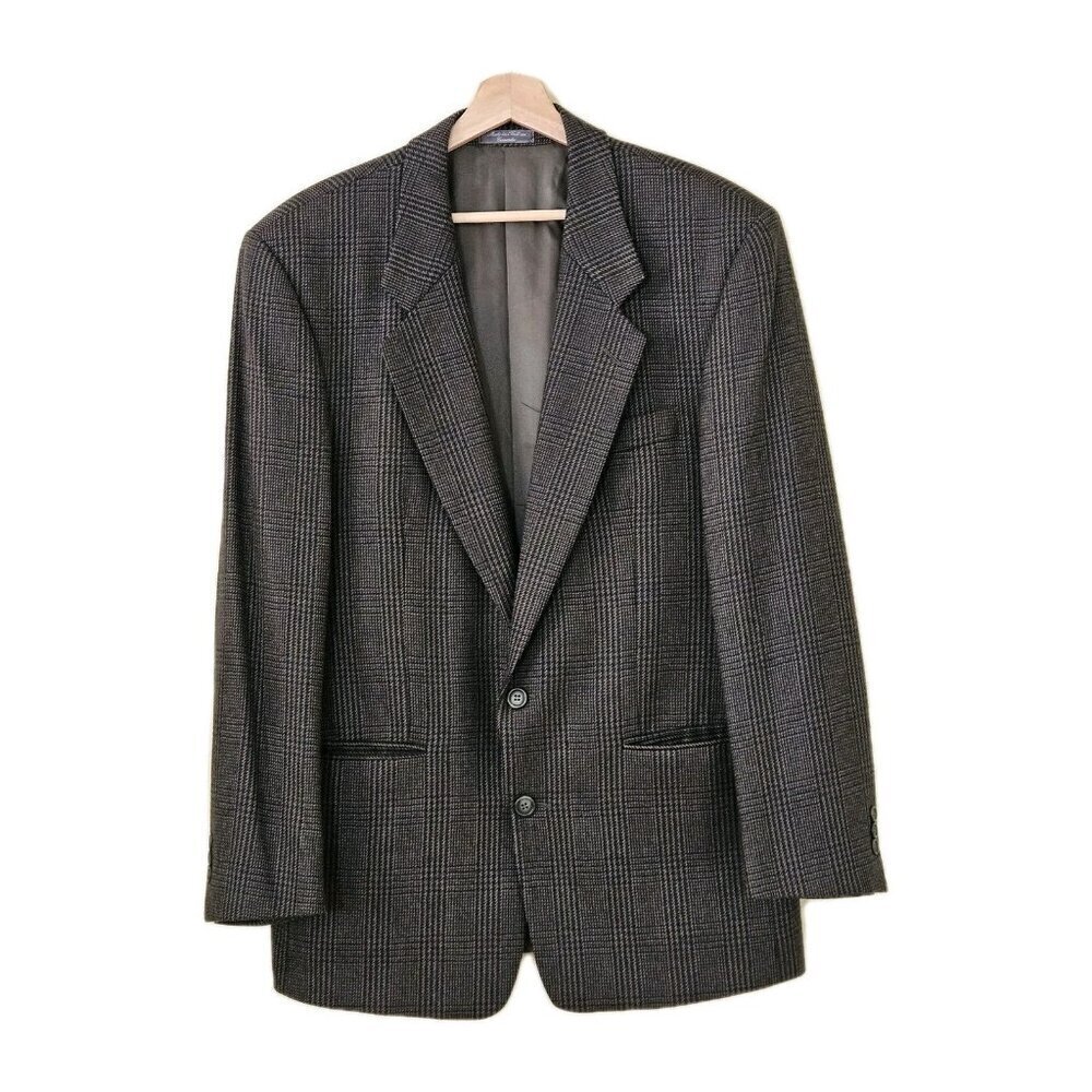 VTG Maranzone Uomo Blazer Men US 42 Wool Plaid Lined Union Made 2B Ventless FLAW